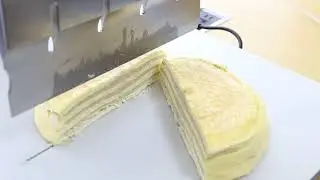 Ultrasonic Cutting Frozen Durian Mille Crepe at -20&deg;C | Clean & Precise Slices
