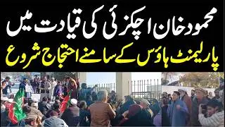 Mahmood Khan Achakzai Leads Protest in Front of Parliament House
