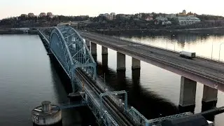 3387. Liding&ouml;bron (Liding&ouml; bridge) Drone Stock Footage Video