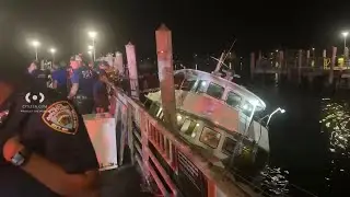 Boat docked at Brooklyn Pier sinks with 11 people on board