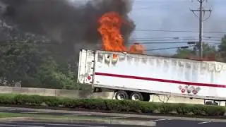 FLEMINGTON NEW JERSEY TRUCK FIRE WITH EXPLOSIONS 6/24/17 FULLY INVOLVED TRACTOR TRAILER FIRE