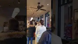 This is winter fan at Cafe Nero in London in January 15th 2024 | and the line for coffee |
