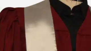 FLAT PLEAT CHOIR GOWN CLARET WITH SILVER STOLE