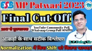 MP Patwari Cut Off 2023 | MP Patwari Expected Cutoff | MP Patwari Safe Score | B. P. Dubey Sir