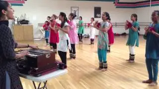 Young Chhandam students practicing Kathak Yoga