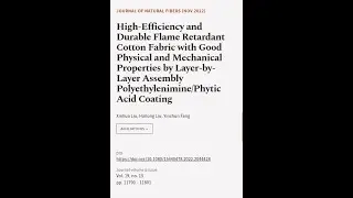 High-Efficiency and Durable Flame Retardant Cotton Fabric with Good Physical and Mech... | RTCL.TV