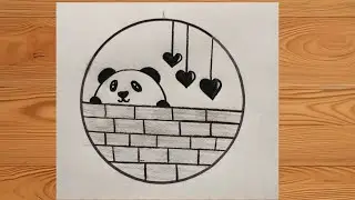 Easy Circle Scenery Drawing / Pencil Drawing in Circle Easy Step By Step | Panda Drawing in Circle 