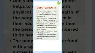 Speech on Health  #health tips #health tips shorts #thinkcreatelearn
