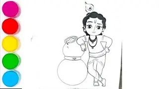Shri Krishna Drawing, Krishna colouring pages, Easy drawing for kids and toddlers