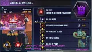 Transformers earth Wars EVENT ARMED AND DANGEROUS Collect MEGATRONUS PRIME SPARK