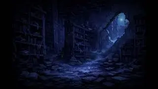 Pixel Blue Ruins &ndash; A Quiet Library at Night