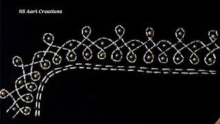 Kolam Blouse  Design With Normal Needle Work | Hand Embroidery | Maggam Works 