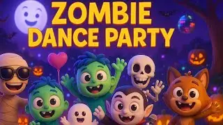 Zombie Dance Party | Funny Halloween Song for Kids | 3D Animated Rhyme