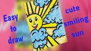 Easy to draw smiling sun/cute sun/Draw sun with oil pastel...