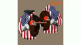 Us Flag Cleveland Browns Blue Red 3D Art Hoodie