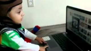 Manav playing laptop