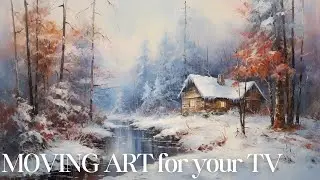 TV Moving Art | Winter Cabin | Landscape Art | Background Relaxation Music ( Study | Focus | Work )