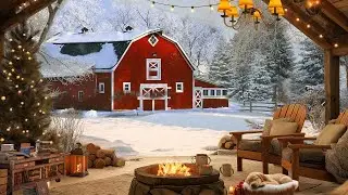 Beautiful Christmas Piano Music in Winter Farm Countryside | Cozy Fireplace & Warm Lights Ambience