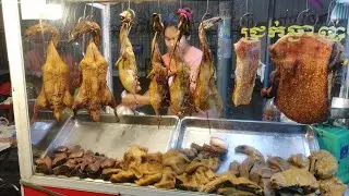 Street Food - Cute girl selling  ducks, pigs belly  on the street | Sihanoukville | Cambodia