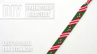 Christmas Canes Candy Stripes Lines Macrame Friendship Bracelets | Easy Tutorial for Beginner