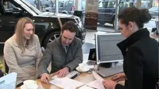 Winner collecting their Range Rover from William Hindmarch