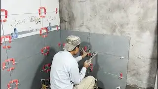 We Installed The Ceramic Tiles On The Bathroom Walls Using Simple Tools