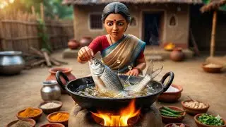 Tiny Doll Fries Big Fish on Real Fire | Miniature Cooking #miniaturecooking #tinykitchen 