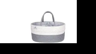KiddyCare Baby Diaper Caddy Organizer - Stylish Rope Nursery Storage Bin 100% Cotton Canvas Portabl