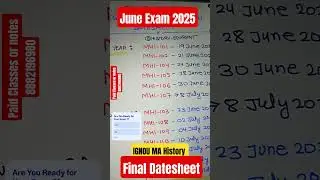 IGNOU MA History June Exam 2025 Final Datesheet|IGNOU MA History #ma_history #shortsviral #ignouexam