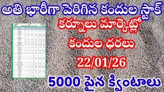 22 January 2026| కర్నూలు వ్యవసాయ మార్కెట్లో కందుల ధరలు| today red gram price Kurnool market