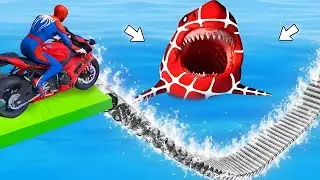 Superheroes vs Spider-man Ride on Motorcycle Stunt | GTA 5 Funny Moments