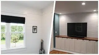 75 Medium Tone Wood Floor And Shiplap Wall Home Office Design Ideas You'll Love 🔴