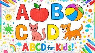 A B C D Coloring with Pictures for Kids 🎨 | Learn Alphabets with Pictures | Kidzy Drawing