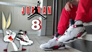 Обзор и демонстрация кроссовок Air Jordan 8 'Bugs Bunny' 2025 года.