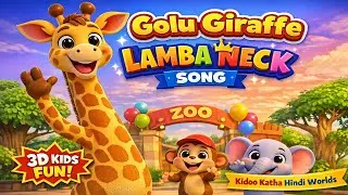 Golu Giraffe Lamba Neck Song 🦒 | Fun Animal Kids Song | 3D Cartoon | Kidoo Katha Hindi Worlds