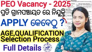 ପଞ୍ଚାୟତରେ PEO ନିଯୁକ୍ତି - 2025 ll Apply କେବେଠୁ, +2 ନା +3 pass ll Odisha Dist-wise PEO recruitment