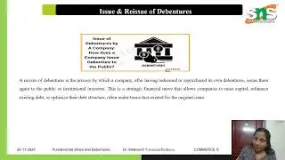 Issue & Re issue of Debentures |  Fundamental of Shares and Debentues | SNS Institutions