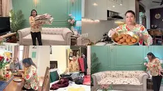 Holi की तैयारियां शुरू, New Sofa Covers, Dal Bafla Recipe || Indian Mom Studio