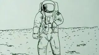 Cómo dibujar un astronauta en la Luna -  astronaut on the moon