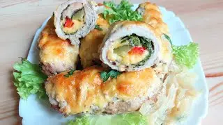 Мясные Рулетики из Свинины с Очень Вкусной начинкой в Духовке! Сочные, Ароматные и Просто готовятся!