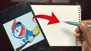 How to draw Doraemon drawing Step-by-step (PART-1)for Kids//Doraemon drawing flying with Broom 🧹