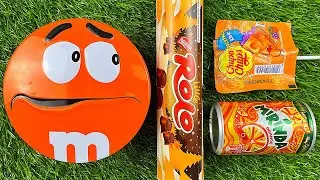 Satisfying Video | Unpacking and Mixing Rainbow Candy in 1 M&M'S Boxes ASMR Orange