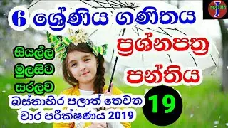 Grade 6 Maths Paper Class 19 බස්නාහිර පළාත් තෙවන වාර පරීක්ෂණය 2019 western province third term test