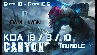 DWG Canyon TRUNDLE vs EKKO Jungle - Patch 10.6 KR Ranked