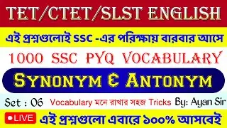 ANTONYM & SYNONYM || TET, CTET, SLST PT ENGLISH GRAMMAR PYQ SERIES 06  || BY AYAN SIR || BM ACADEMY