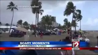 Police: 3 children hurt when waterspout uproots bounce house