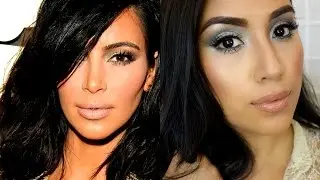 Kim Kardashian Grammy's 2015 Makeup Tutorial | Green Smokey Eye + Nude Lip