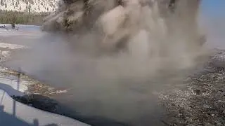 Muddy eruption at Black Diamond Pool in Yellowstone National Park