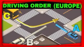 Which CAR Should PASS the INTERSECTION FIRST? European Driving Tests and Traffic Road Rules | key2dl