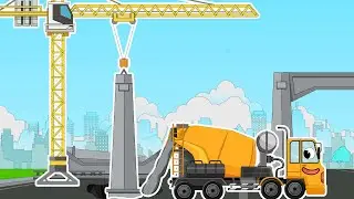 Build A New Bridge! Excavator, Loader, Cement Mixer Truck, Crane Work Together | Construction Story